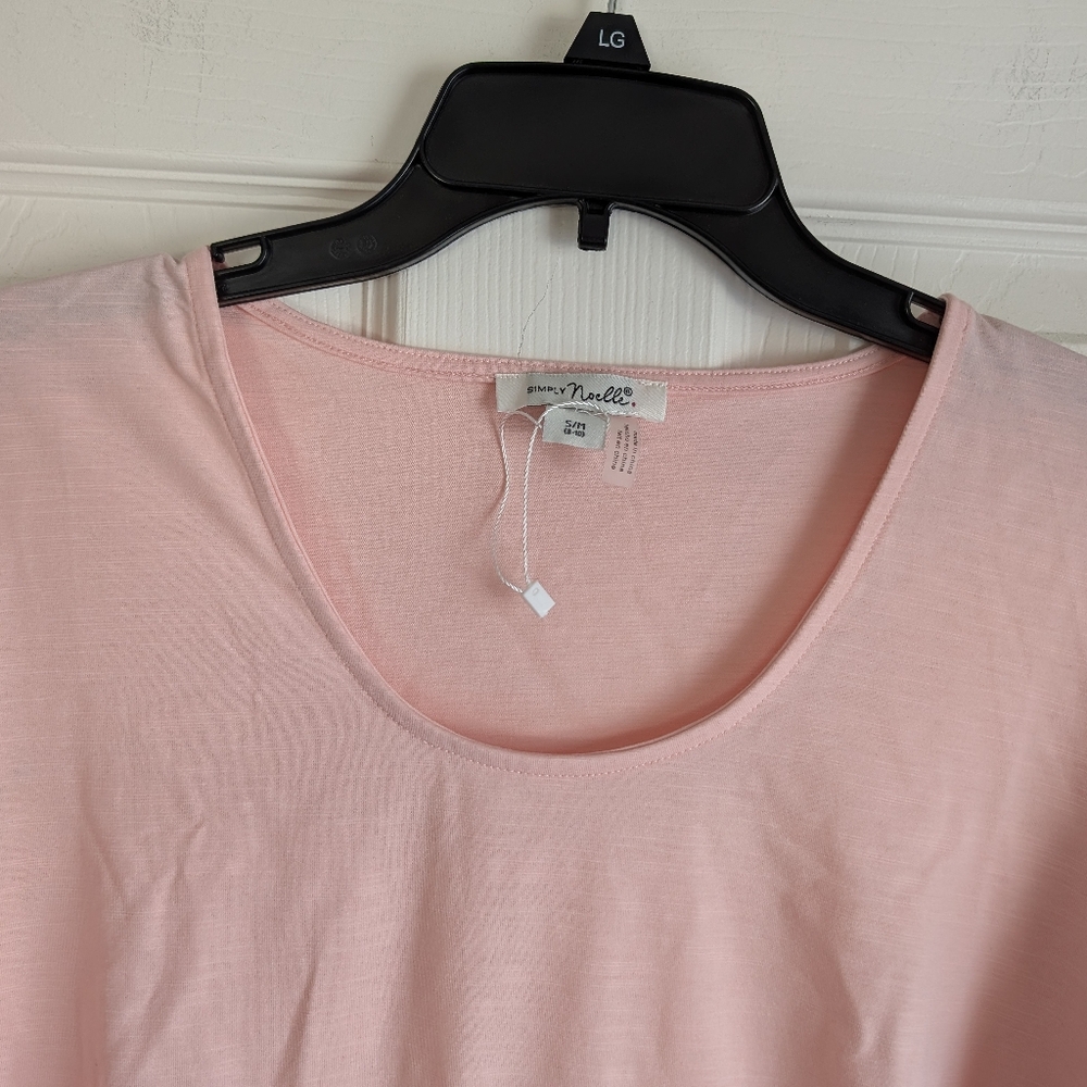 NWT Simply Noelle Pink Boho Tunic Top With Lace Crochet Hem Size S/M - Picture 4 of 9